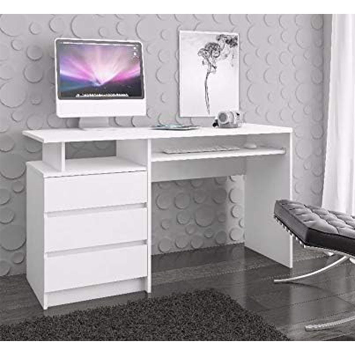 GENERICO - Escritorio Moderno 3Cajones Qamar Blanco Amore Home