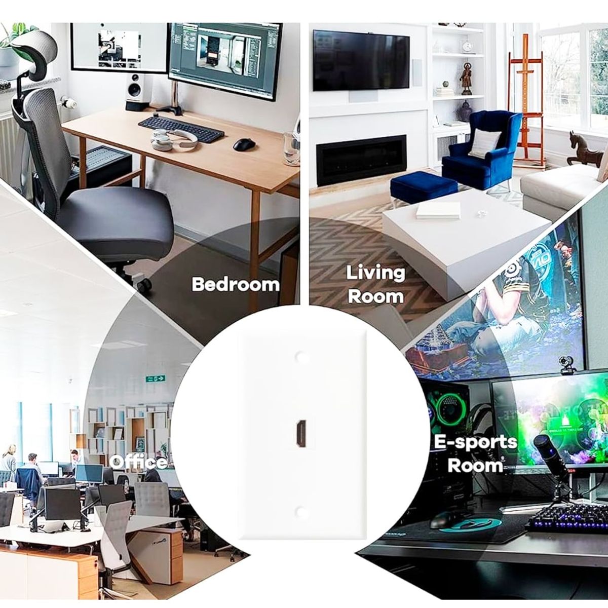 GENERICO - Placa ABS HDMI 2.0 4K Faceplate HDMI Hembra 1 Puesto con cable empalme