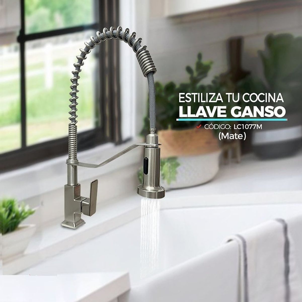 XM - LLAVE DE COCINA RESORTE MATE MUEBLE LC1077M