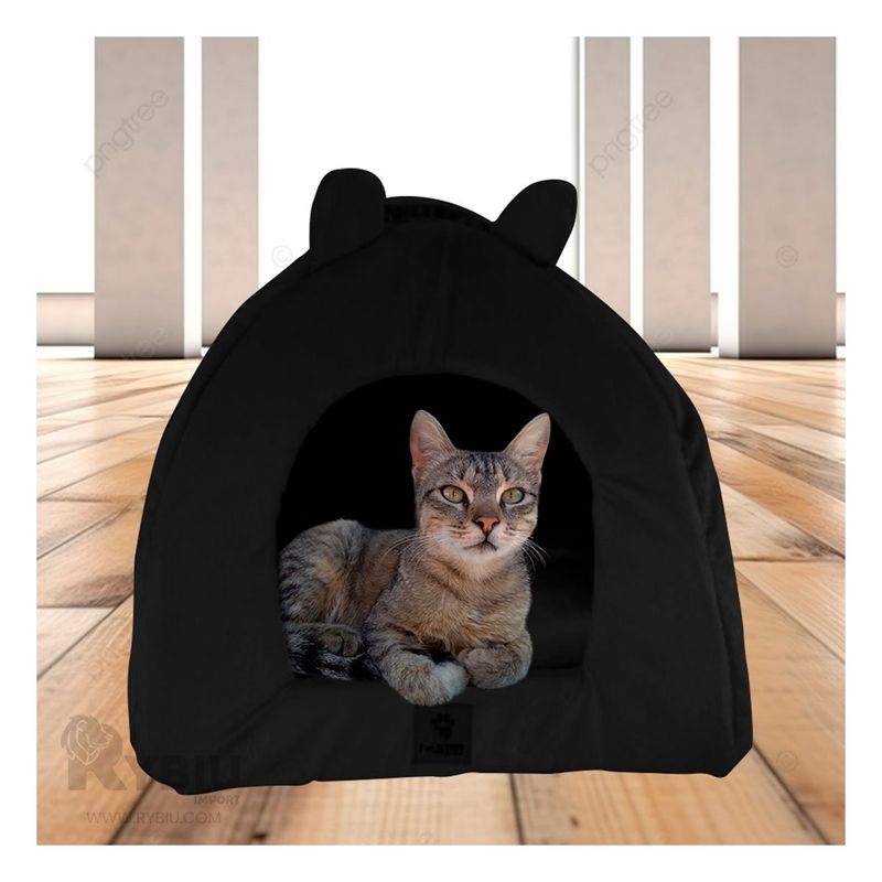 RYBIU IMPORT - Cama Cerrada en Forma de Iglu para Gatos Talla S Color Negro