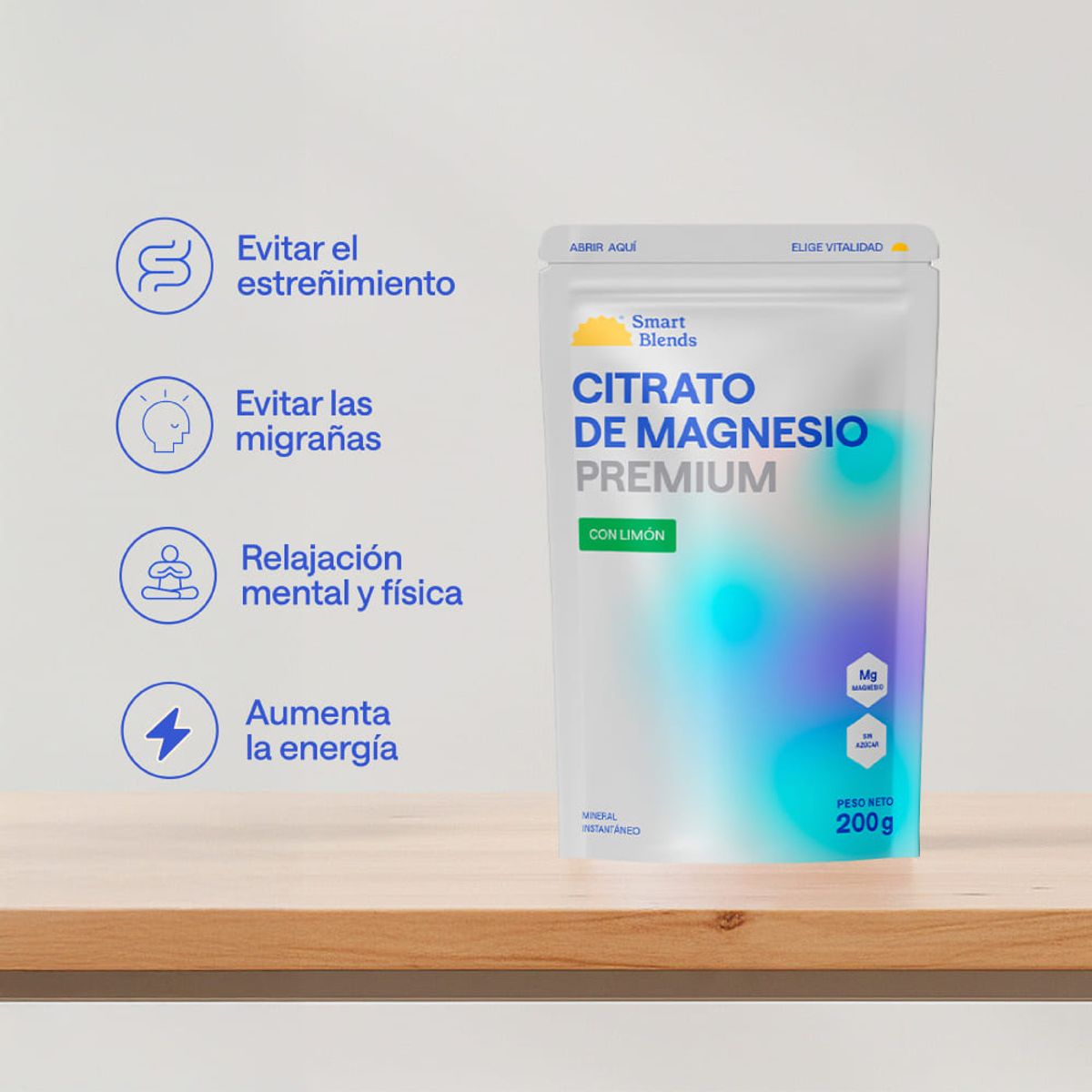 GENERICO - CITRATO DE MAGNESIO PREMIUM LIMON SMART BLENDS 200GR