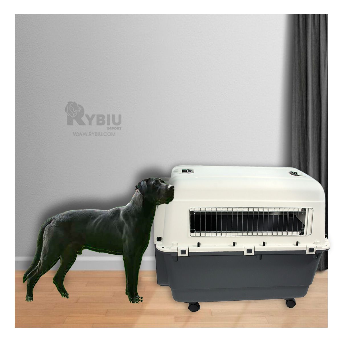 GENERICO - Portadora Canina L90 en Plomo Oscuro Y+Banderitas adhesivas