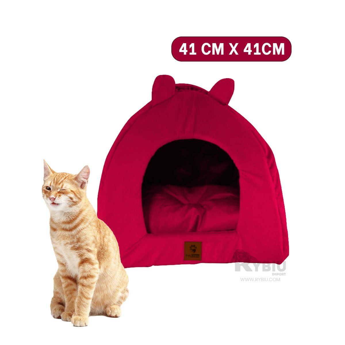 RYBIU IMPORT - Iglu Dormitorio de Mascota Rojo Talla L Y+Ligas de Regalo