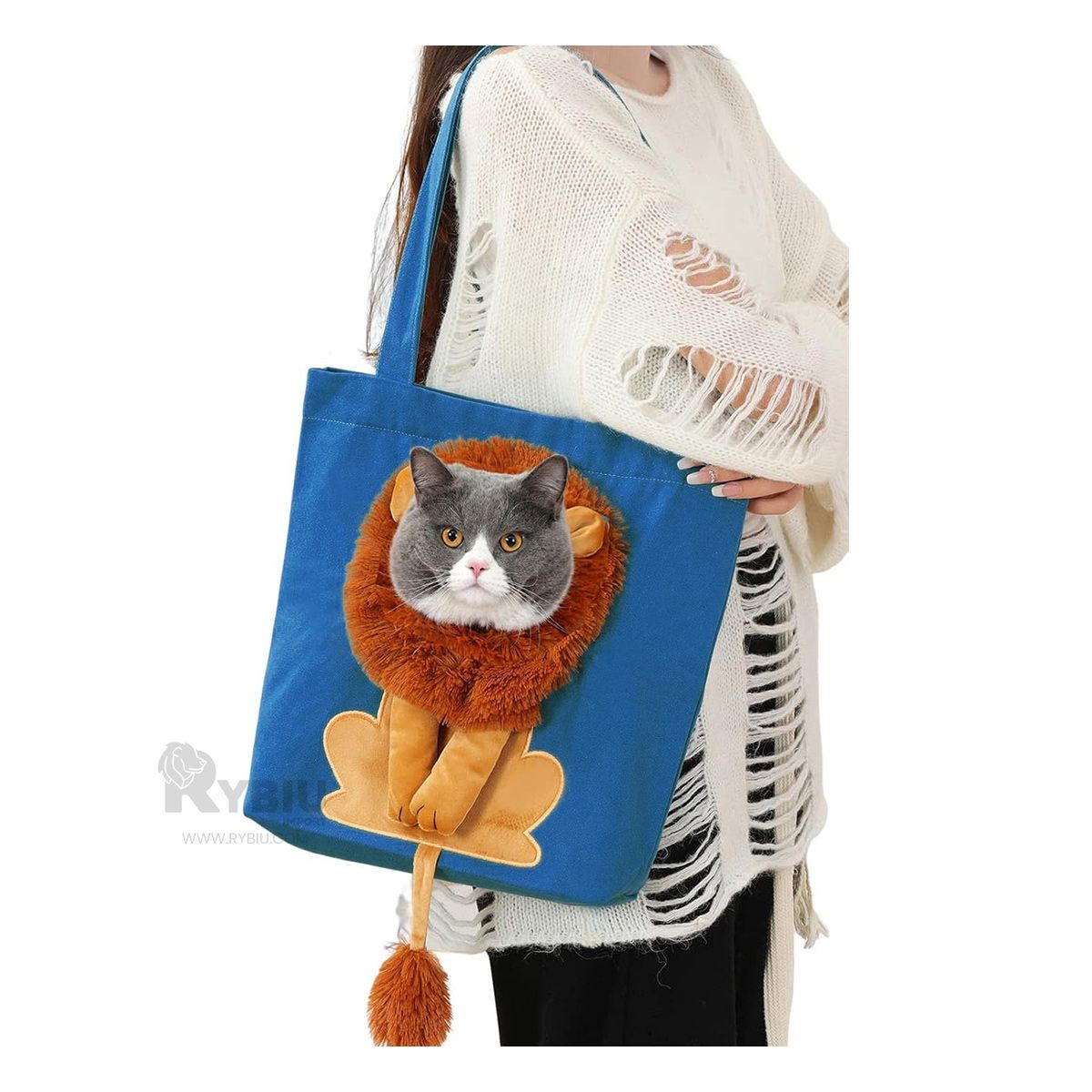 RYBIU IMPORT - Cartera de Paseo para Mascota Color Azul Y+Papel de Regalo