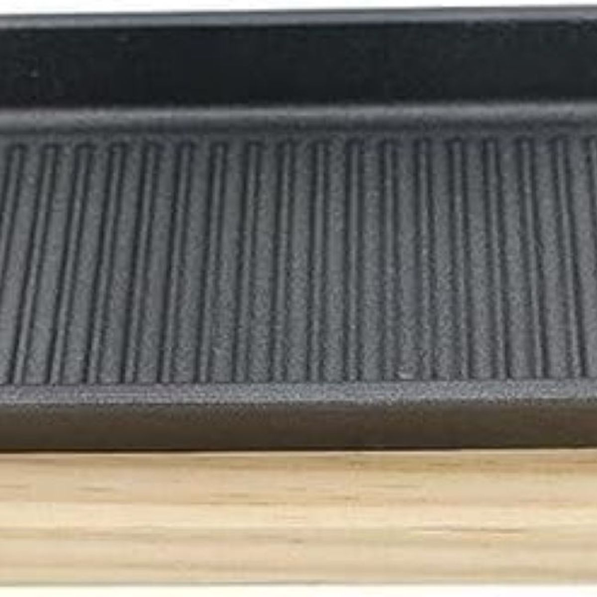 GENERICO - Sarten Rectangular De Hierro Fundido Con Base De Madera