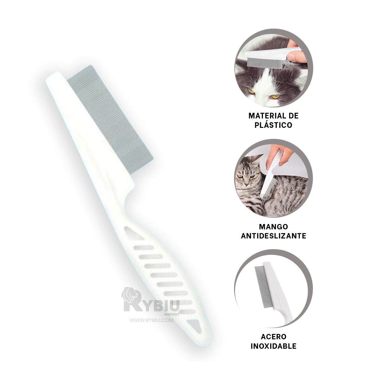 GENERICO - Cepillo de Gatos Quita Pulgas en Tono Blanco Y+Gift Stickers