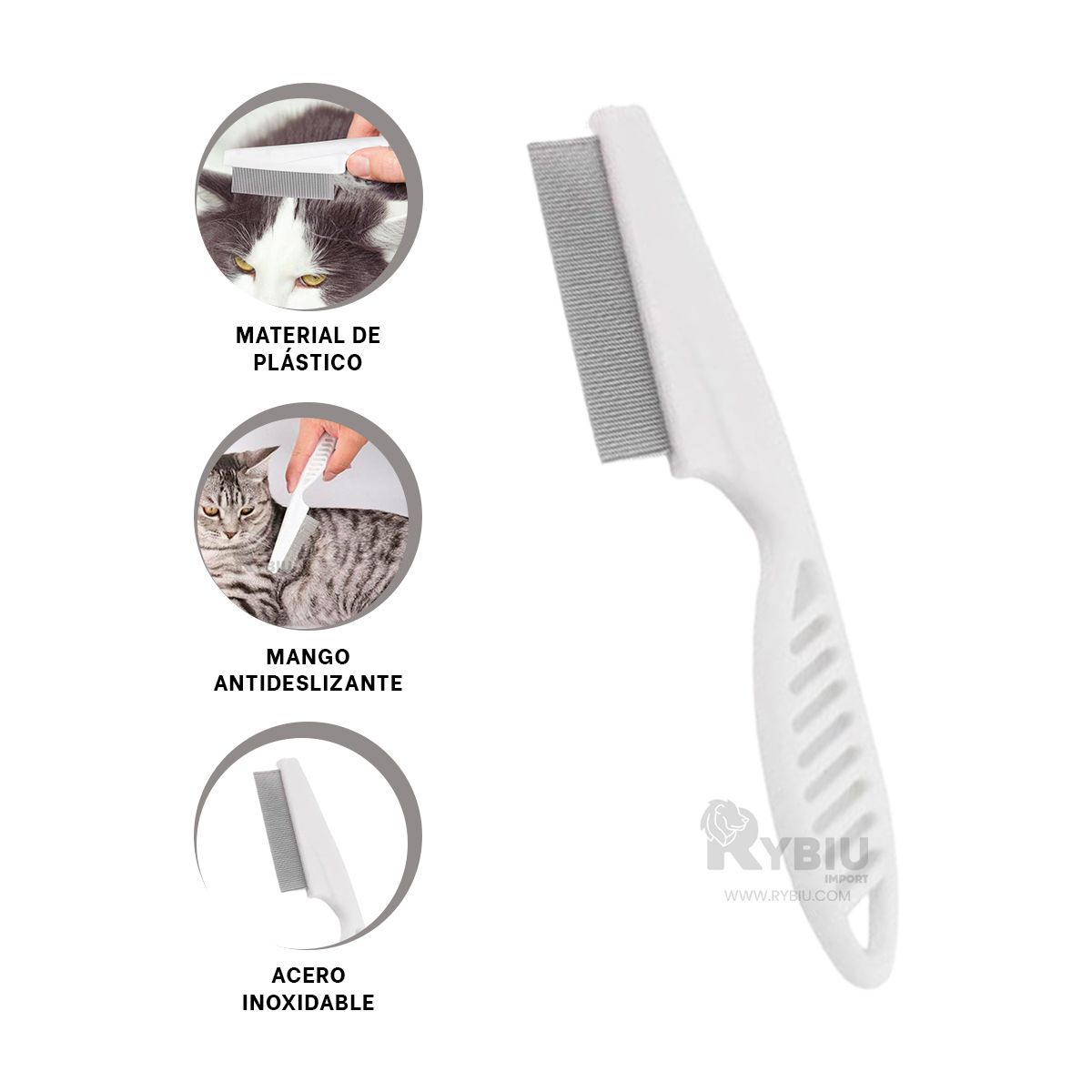 GENERICO - Peinilla de Pelaje Variado Blanco Y+Regalo Ligas para Peinar