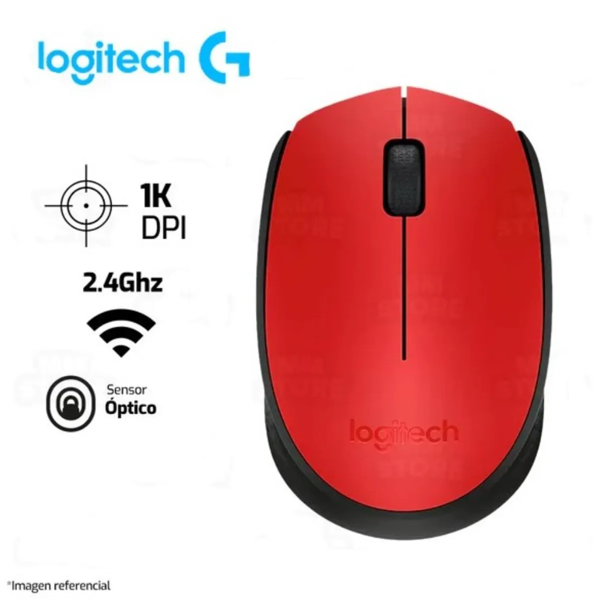 LOGITECH - Mouse Logitech M170 Inalámbrico- Rojo