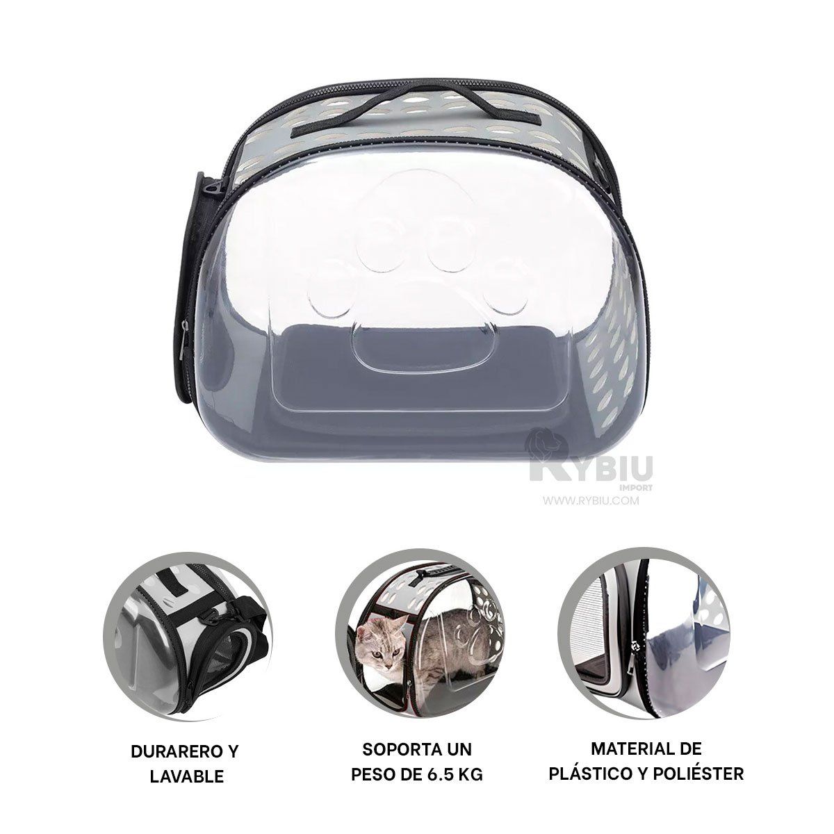 GENERICO - Maletin Innovador para Mascotas Tono Plomo Y+Regalo Stickers