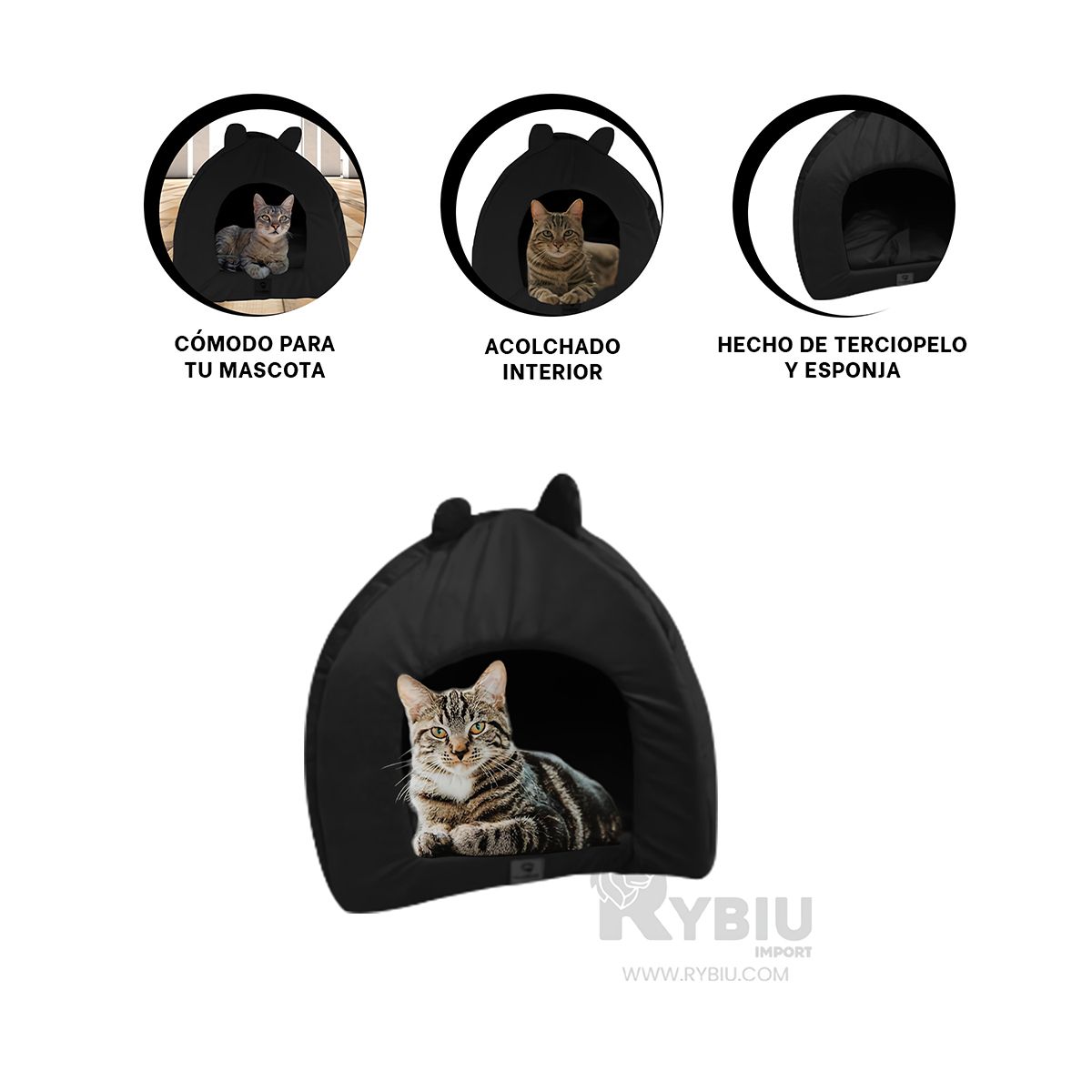 GENERICO - Cama Acogedora para Felinos en Tono Negro Y+Agendita