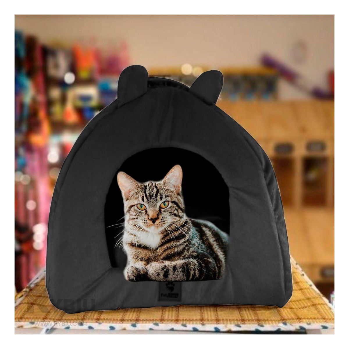 GENERICO - Cama Perfecta para Gatos en Color Negro Y+Stickers