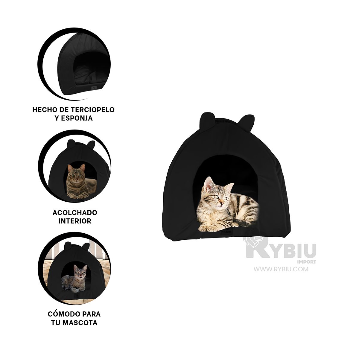 GENERICO - Cama Perfecta para Gatos en Color Negro Y+Stickers