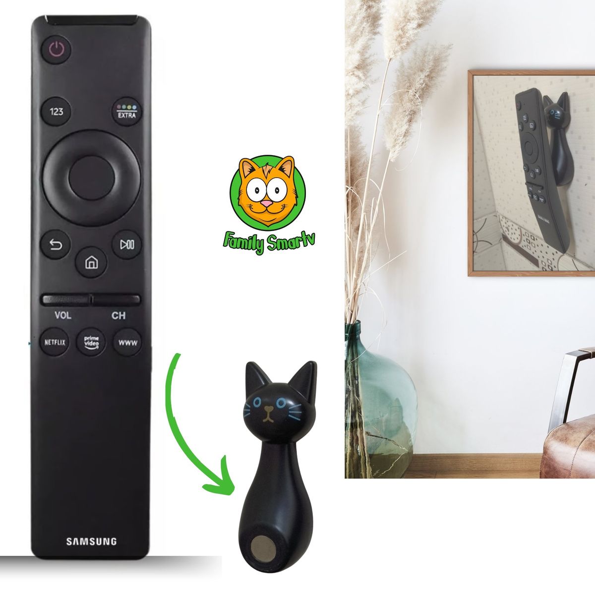 GENERICO - Control Remoto Para Samsung Smart Tv 4k + Soporte de Gato