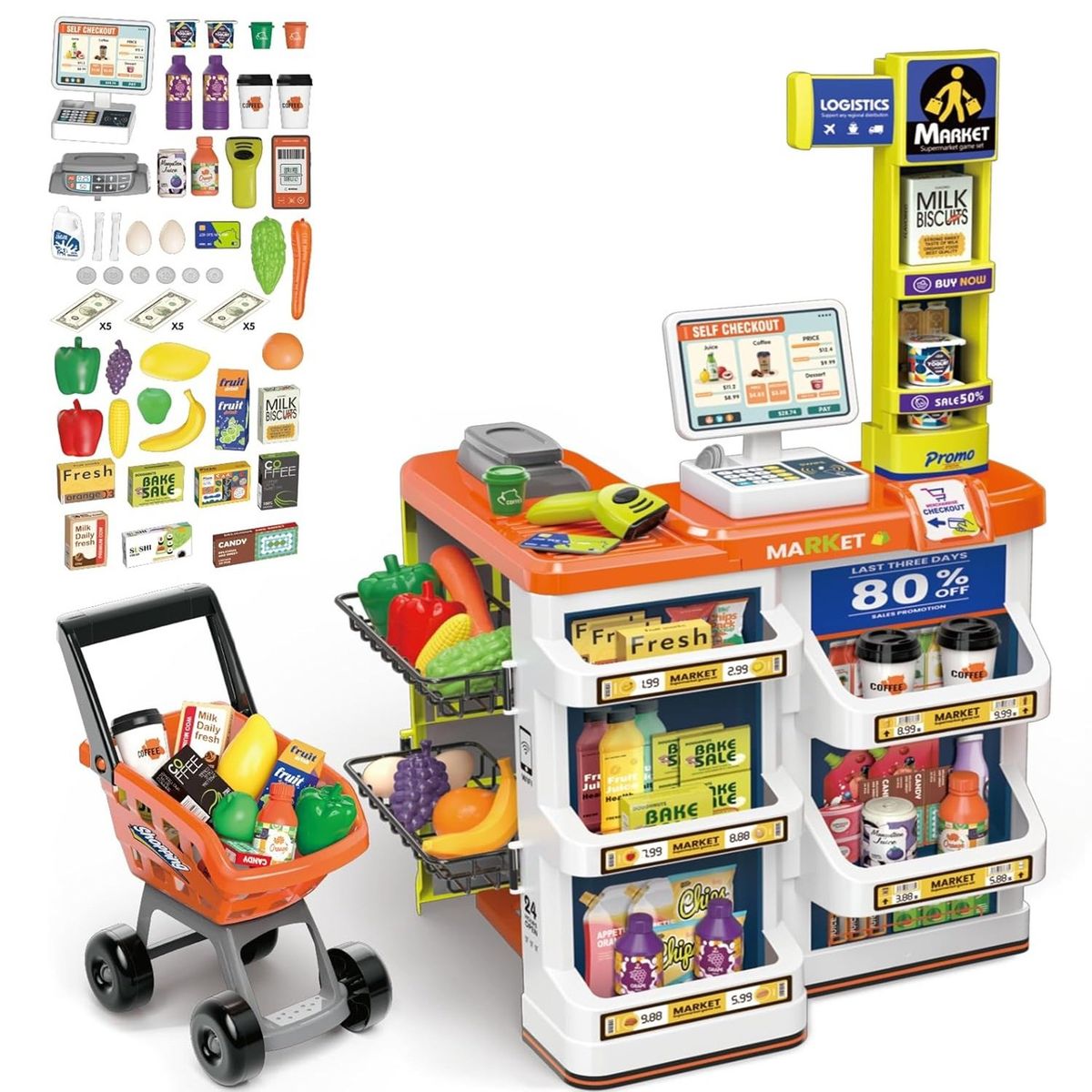 GENERICO - Juego de supermercado para niños con Sonido y Luces