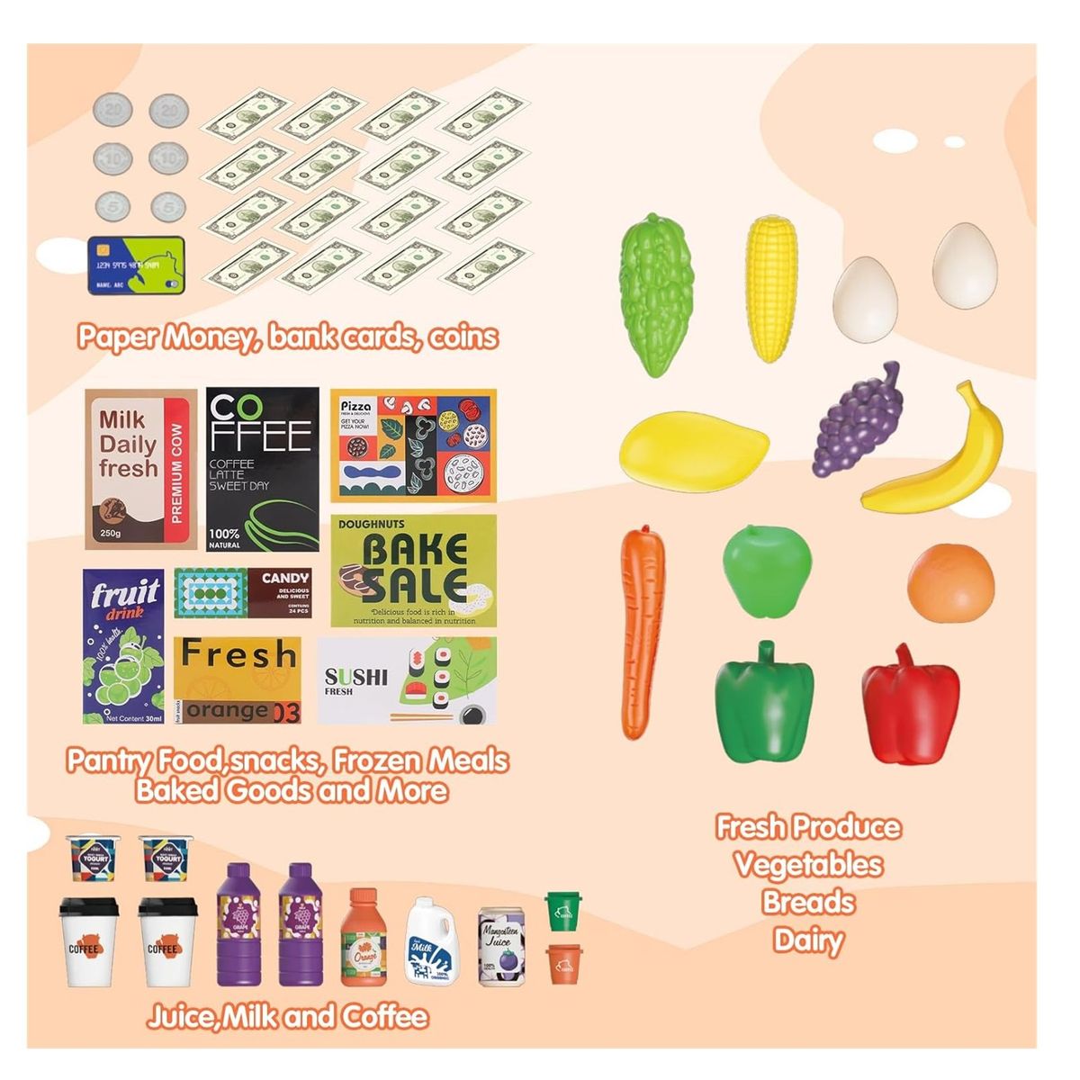 GENERICO - Juego de supermercado para niños con Sonido y Luces