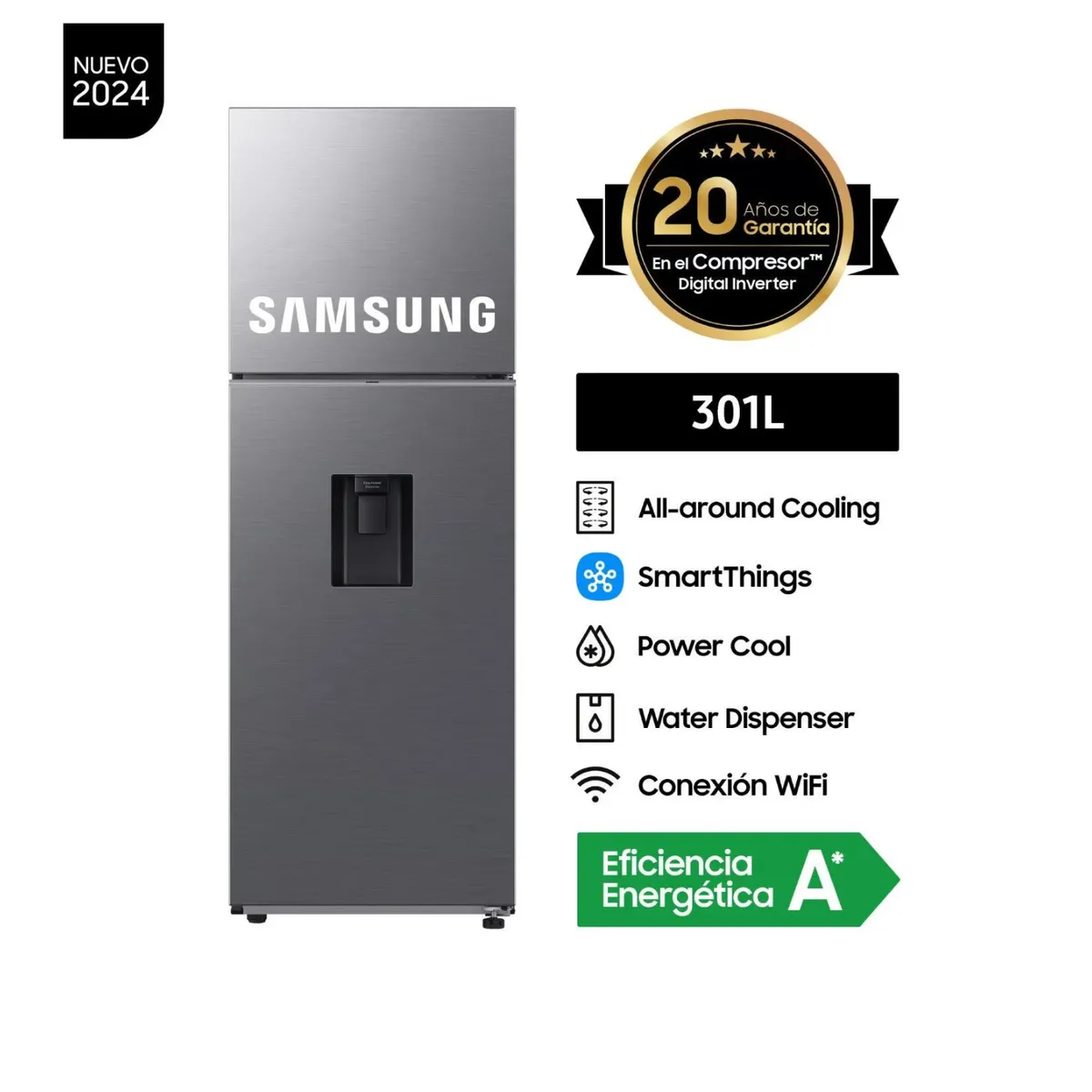 SAMSUNG - Refrigeradora Samsung 301 Lt No Frost Top Mount RT31DG5220S9PE