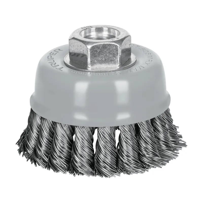 TRUPER - Escobilla tipo copa 3 alambre trenzado grueso multi-rosca Truper