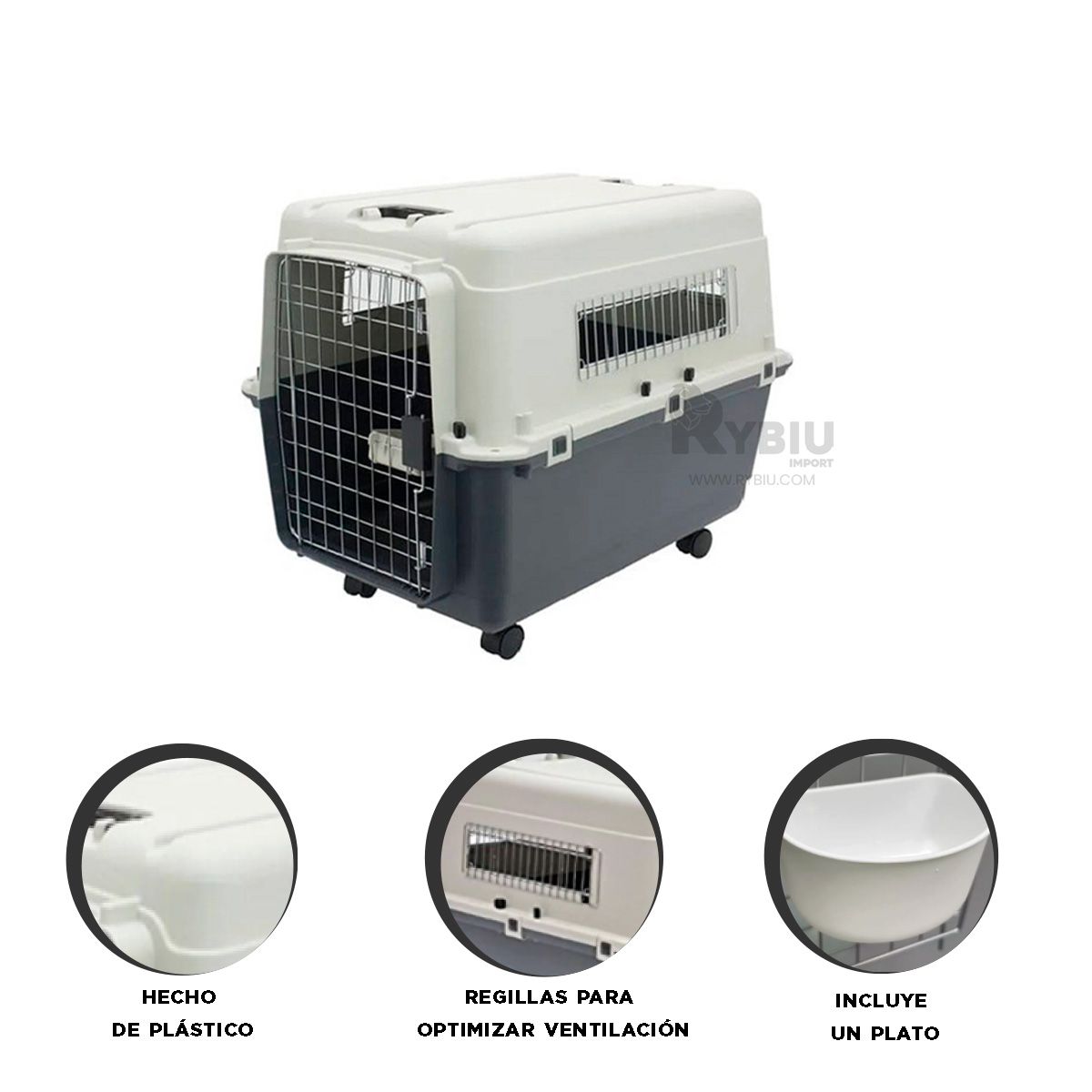 RYBIU IMPORT - Contenedor para Viaje de Perro L120 Plomo Oscuro Y+Agendita