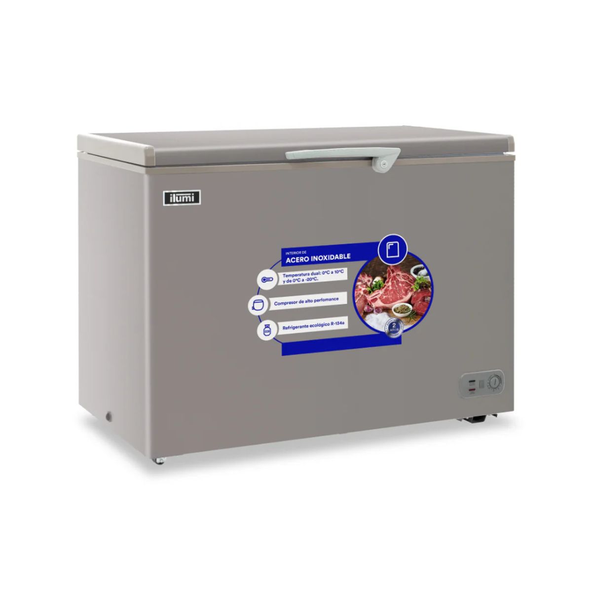 ILUMI - Congelador Horizontal Ilumi TFI-3400DG 340L Tina de Acero Inoxidable