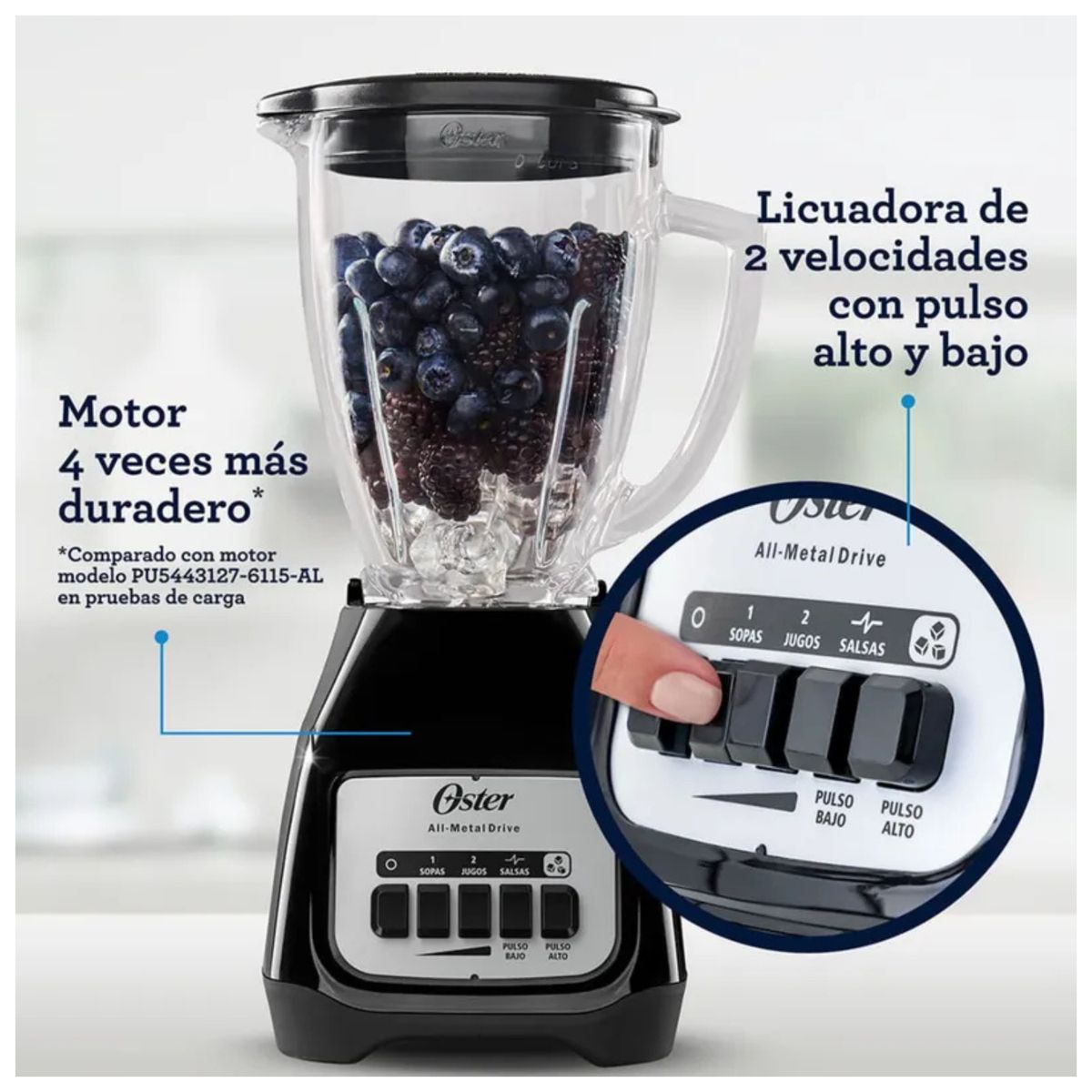 OSTER - LICUADORA BLSTKAG-BPB-053 OSTER 2 VELOCIDADES 1.5L NEGRO