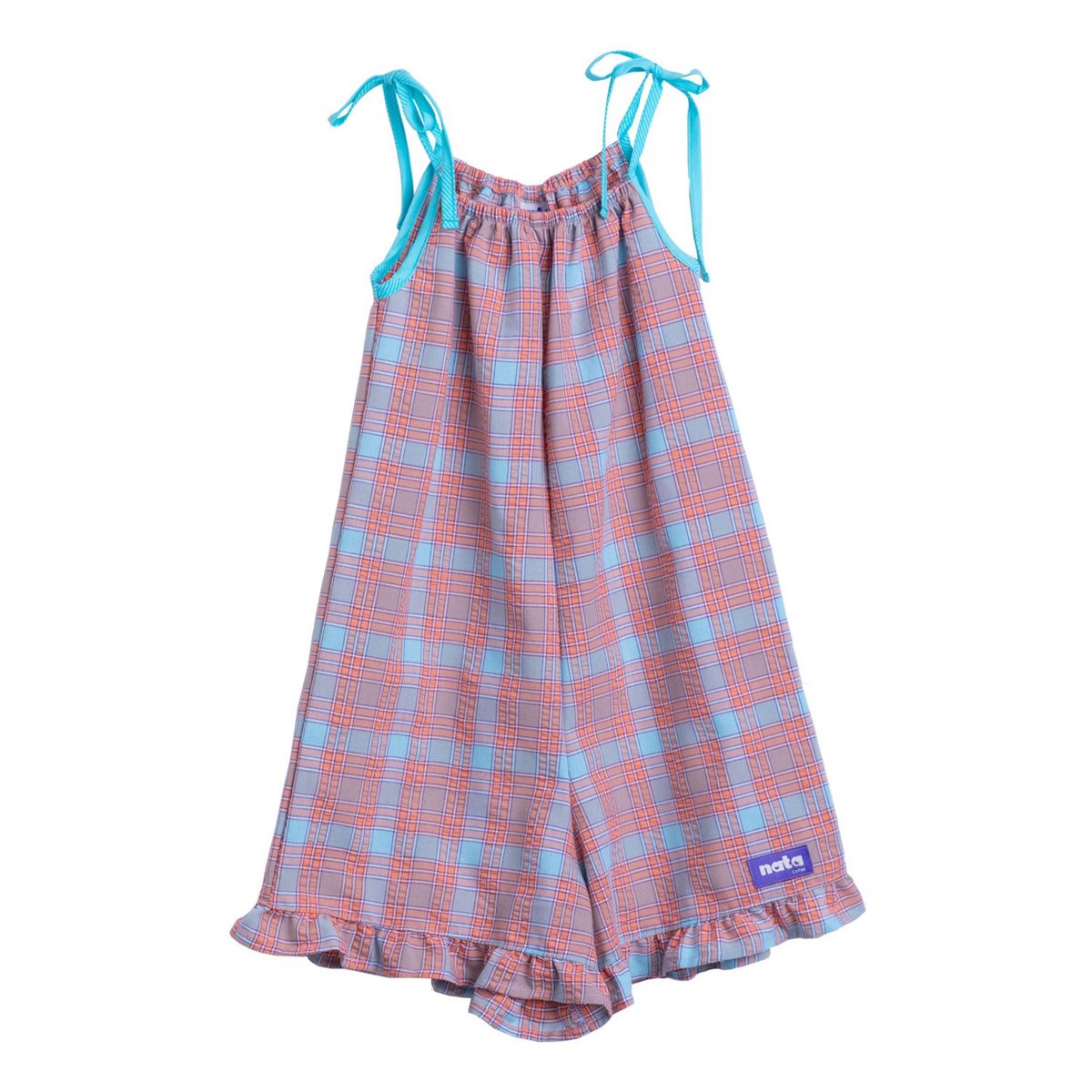 NATA COTON - ENTERIZO CUADROS CELESTE