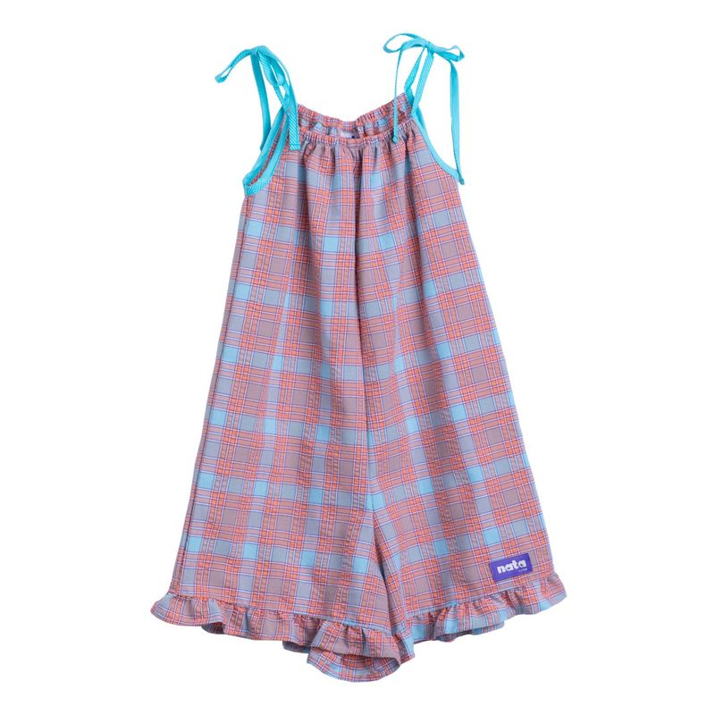 NATA COTON - ENTERIZO CUADROS CELESTE