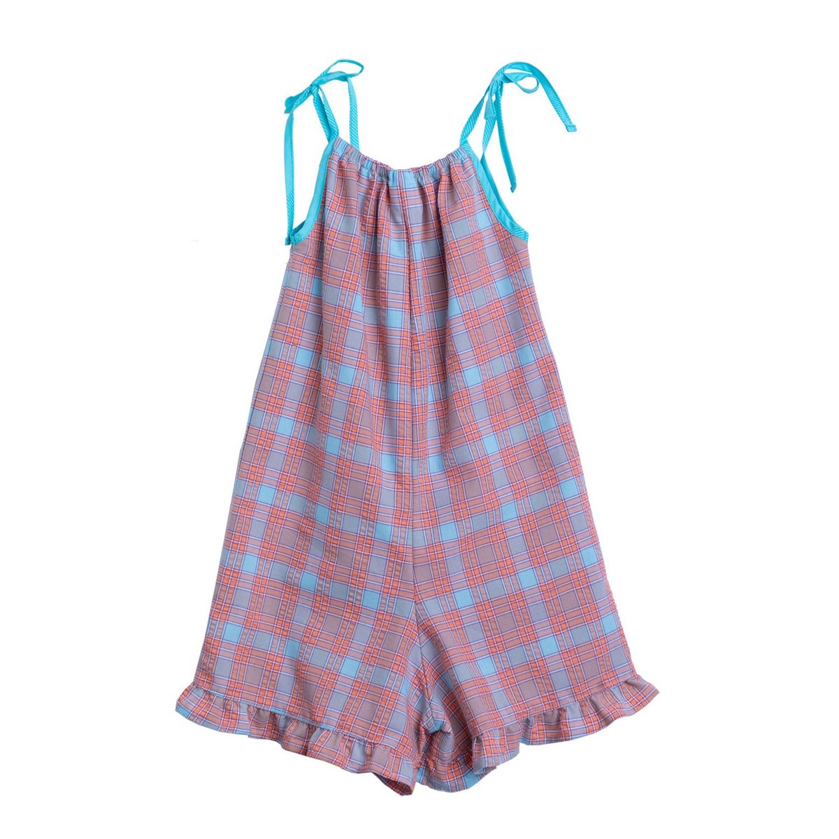 NATA COTON - ENTERIZO CUADROS CELESTE