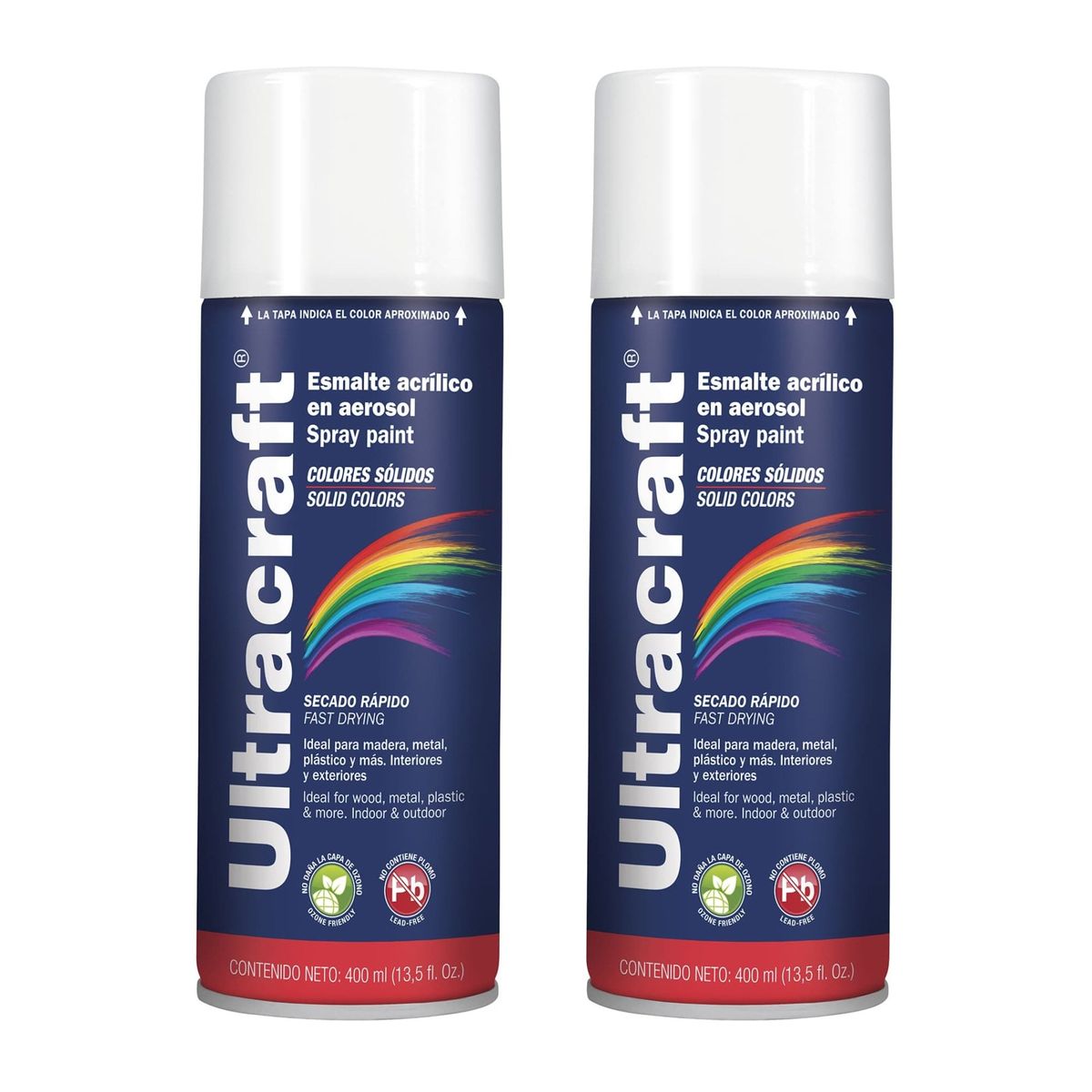 TRUPER - Pintura spray color BLANCO BRILLANTE, 2 UNIDADES ULTRACRAF TRUPER