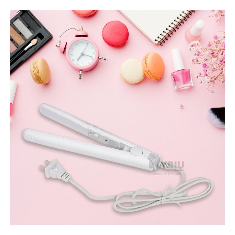 GENERICO - Plancha Portatil Mini de Cabello Blanco Y+Papel de Regalo