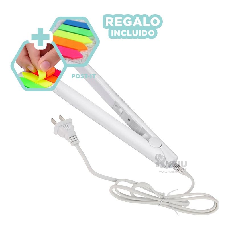 GENERICO - Planchador Versatil de Cabello Blanco Y+Ligas de Regalo
