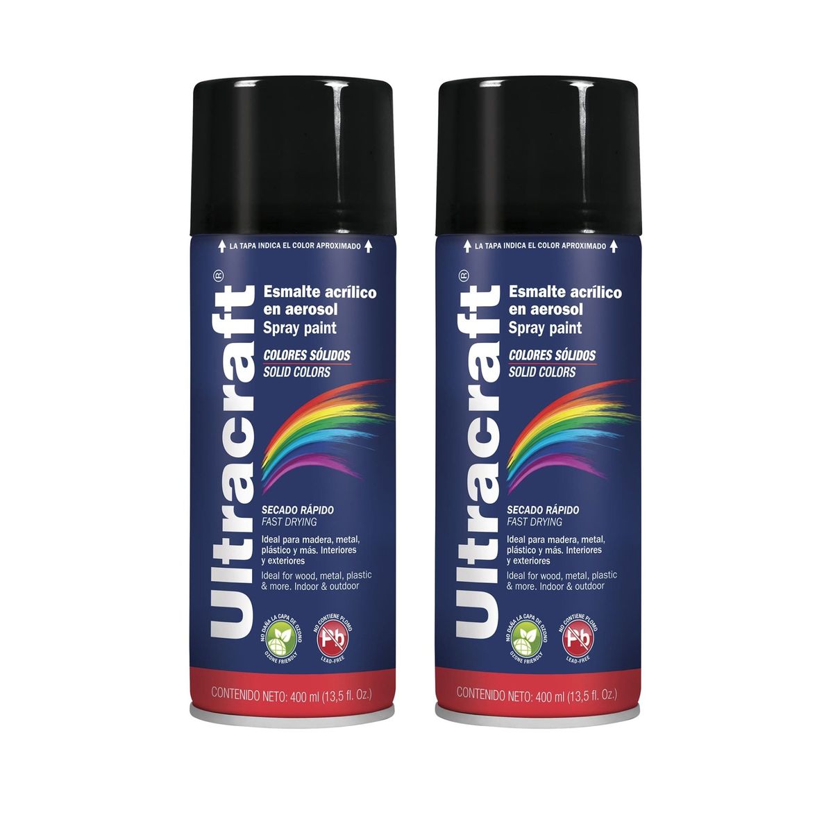 TRUPER - Pintura spray color NEGRO BRILLANTE, 2 UNIDADES ULTRACRAF TRUPER