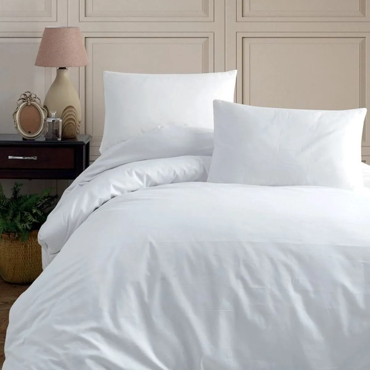 GENERICO - FUNDA NÓRDICA QUEEN COLOR ENTERO BLANCO 100% ALGODÓN