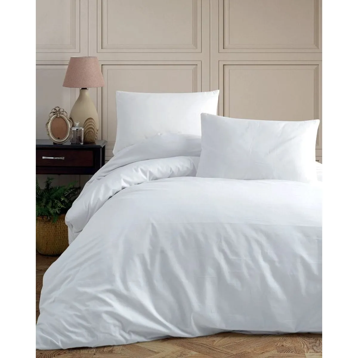 GENERICO - FUNDA NÓRDICA QUEEN COLOR ENTERO BLANCO 100% ALGODÓN