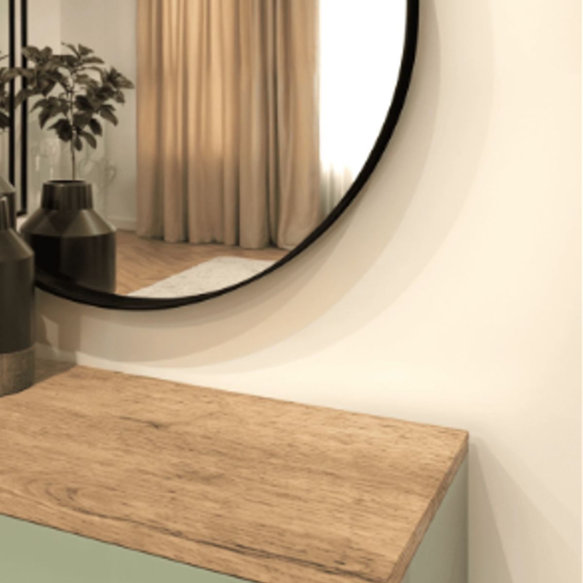 GENERICO - Espejo Redondo de Fierro Negro de 70x70CM