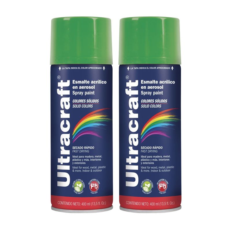 TRUPER - Pintura spray color VERDE IRLANDÉS, 2 UNIDADES ULTRACRAF TRUPER