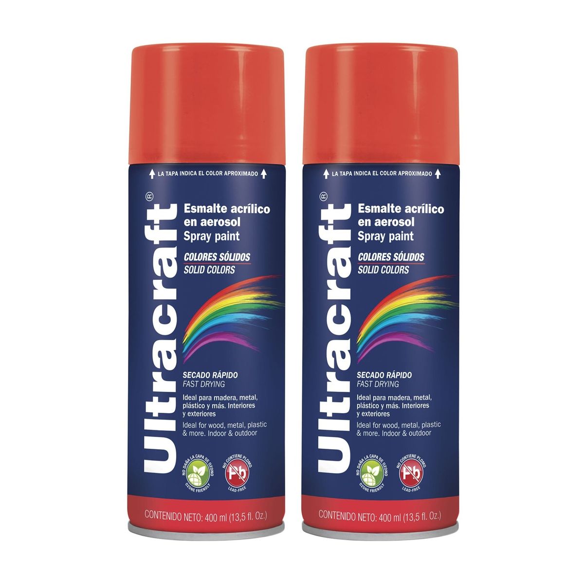 TRUPER - Pintura spray color ROJO BRILLANTE, 2 UNIDADES ULTRACRAF TRUPER
