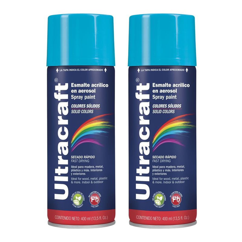 TRUPER - Pintura spray color CELESTE, 2 UNIDADES ULTRACRAF TRUPER
