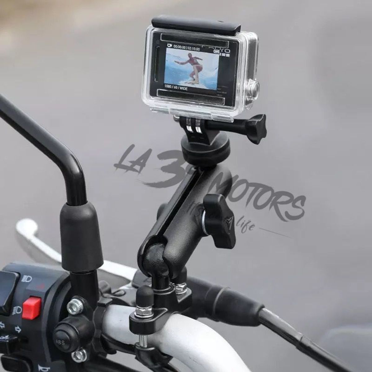 MOTOWOLF - SOPORTE MOTOWOLF PARA CAMARA DE ACCION BASE ESPEJO