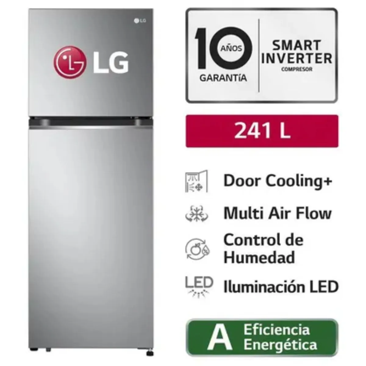 LG - Refrigeradora LG Top freezer GT24BPP 241 L con Door Cooling Plateada