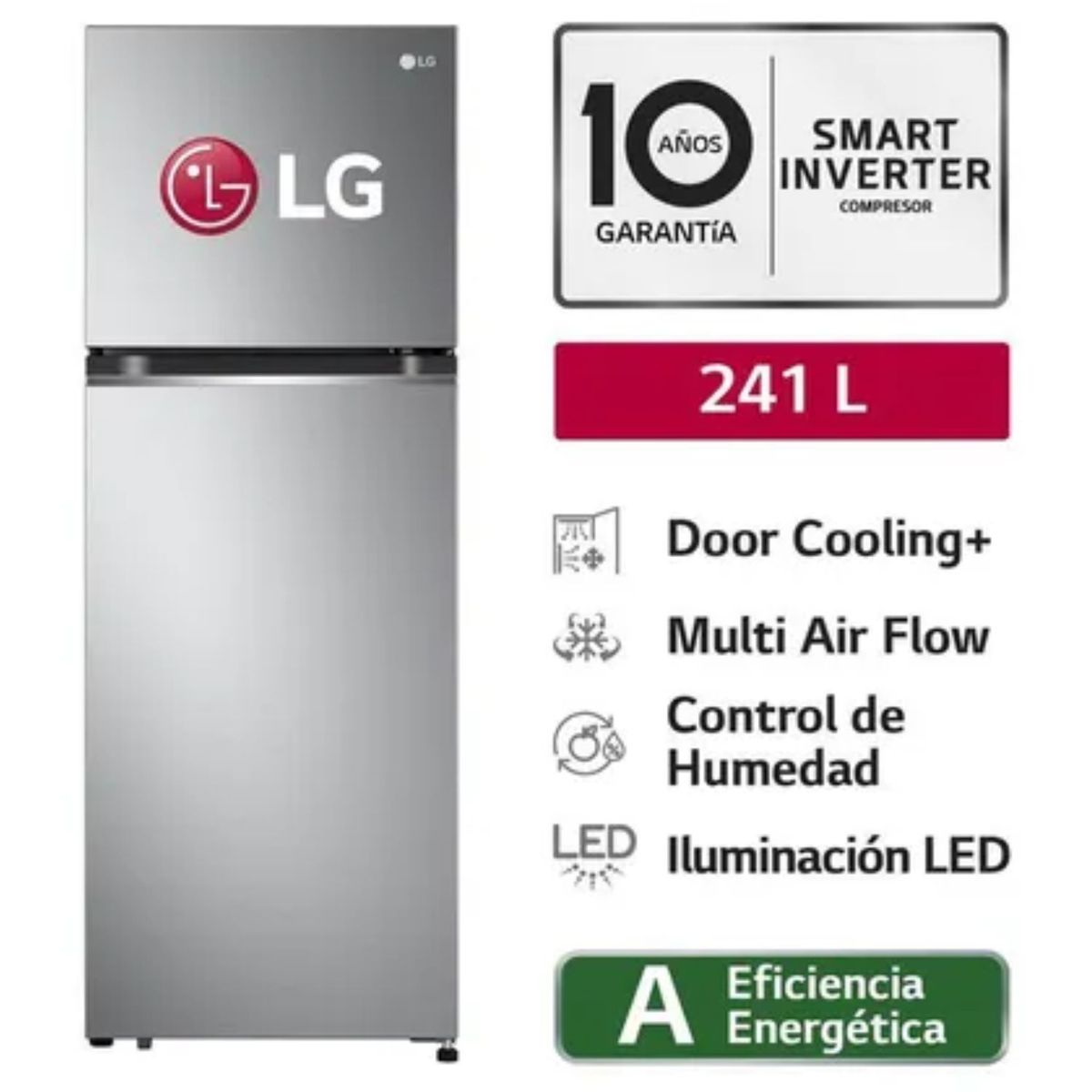 LG - Refrigeradora LG Top freezer GT24BPP 241 L con Door Cooling Plateada