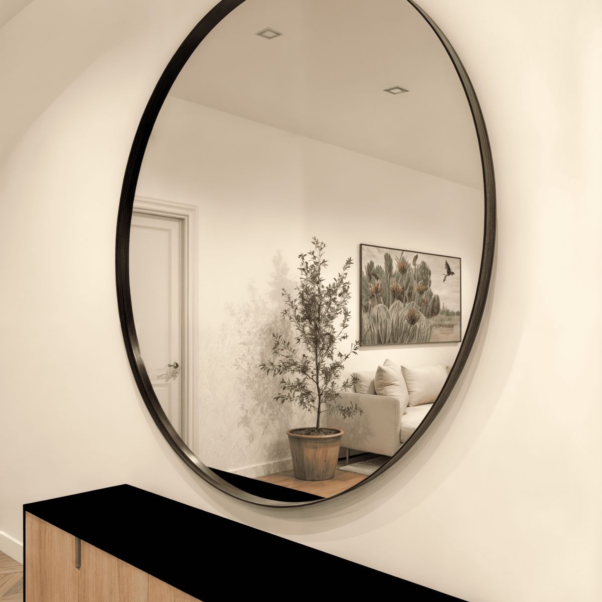 GENERICO - Espejo Redondo de Fierro Negro de 160x160CM