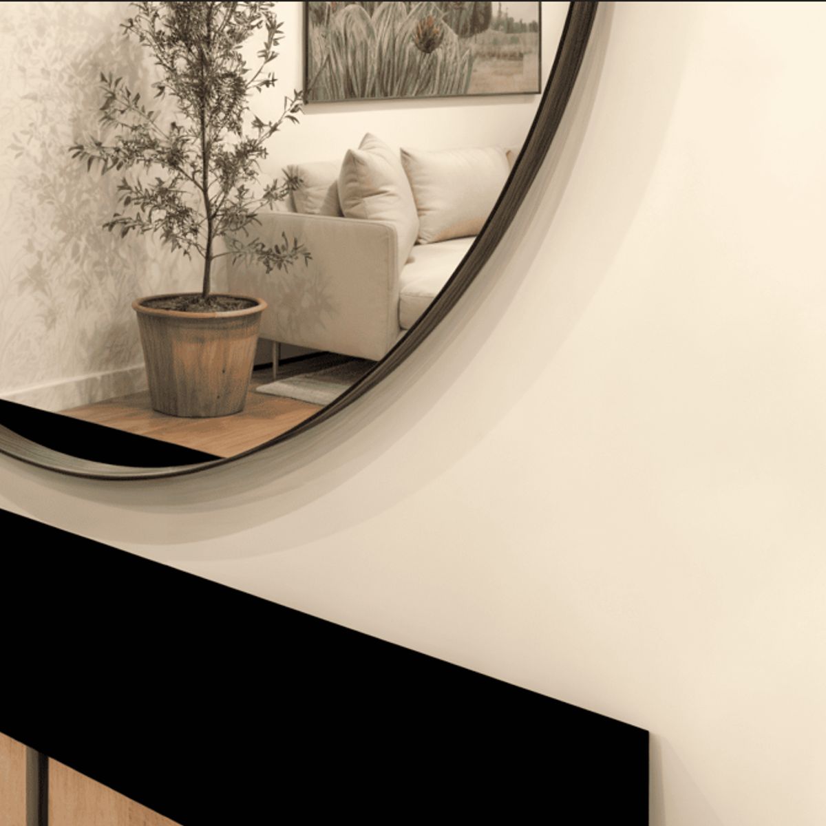 GENERICO - Espejo Redondo de Fierro Negro de 160x160CM