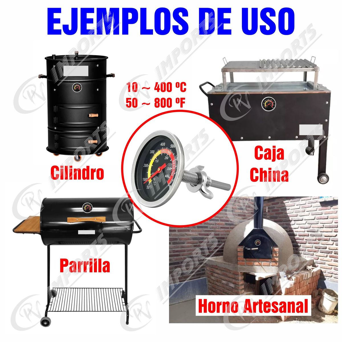 GENERICO - Termómetro Especial Parrillas Caja China Horno Cilindro y más