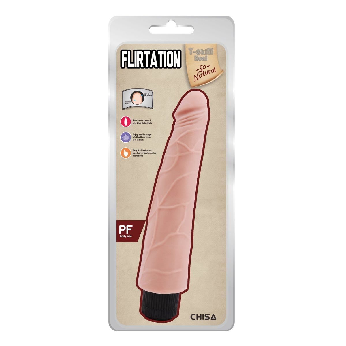 CHISA - Dildo Vibrador Realista Consolador Flirtation 19 cm x Ø 3.5 cm