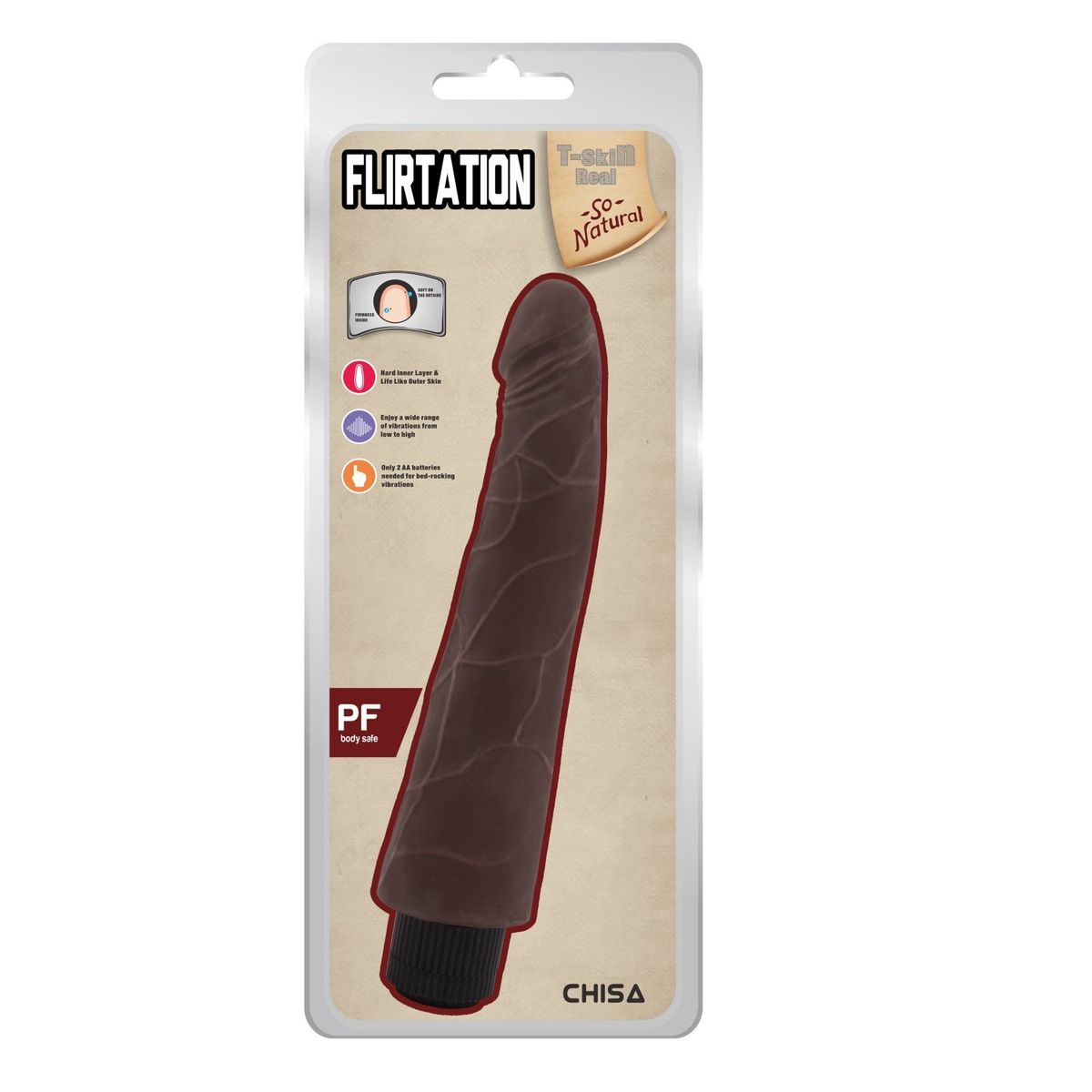 CHISA - Dildo Vibrador Realista Consolador Flirtation 19 cm x Ø 3.5 cm