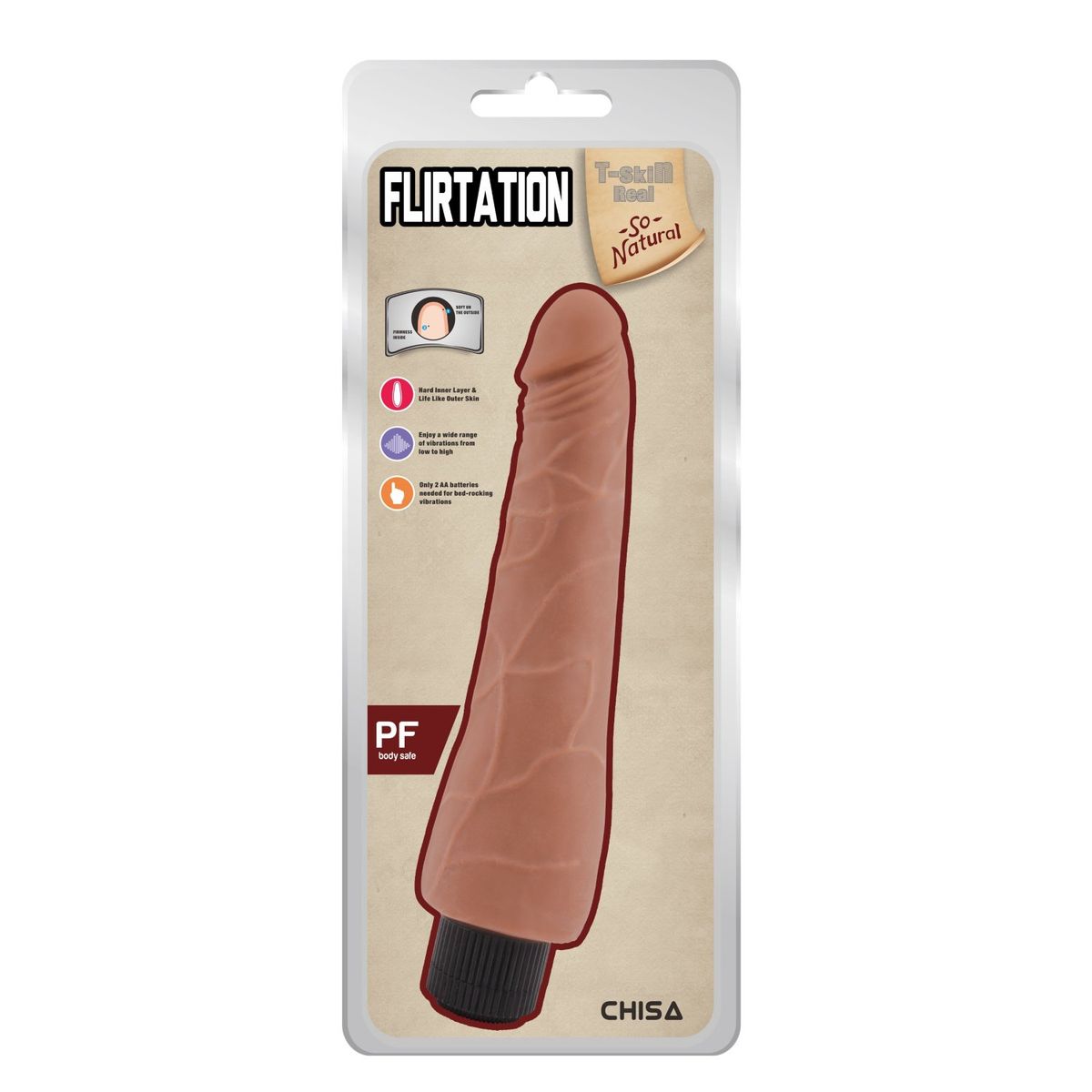 CHISA - Dildo Vibrador Realista Consolador Flirtation 19 cm x Ø 3.5 cm