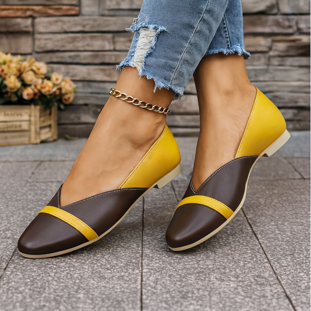 GENERICO - Balerinas Mujer Misshus Chloe mostaza marron