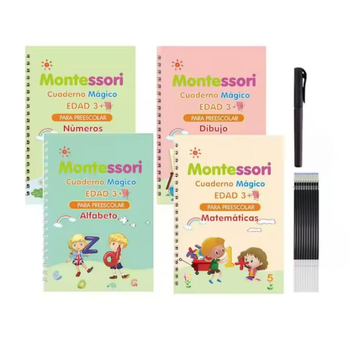 GENERICO - Pack de 4 Libros Mágicos de Trazos Montessori