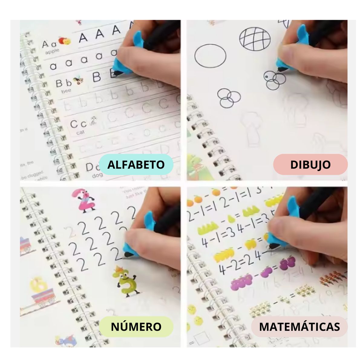 GENERICO - Pack de 4 Libros Mágicos de Trazos Montessori