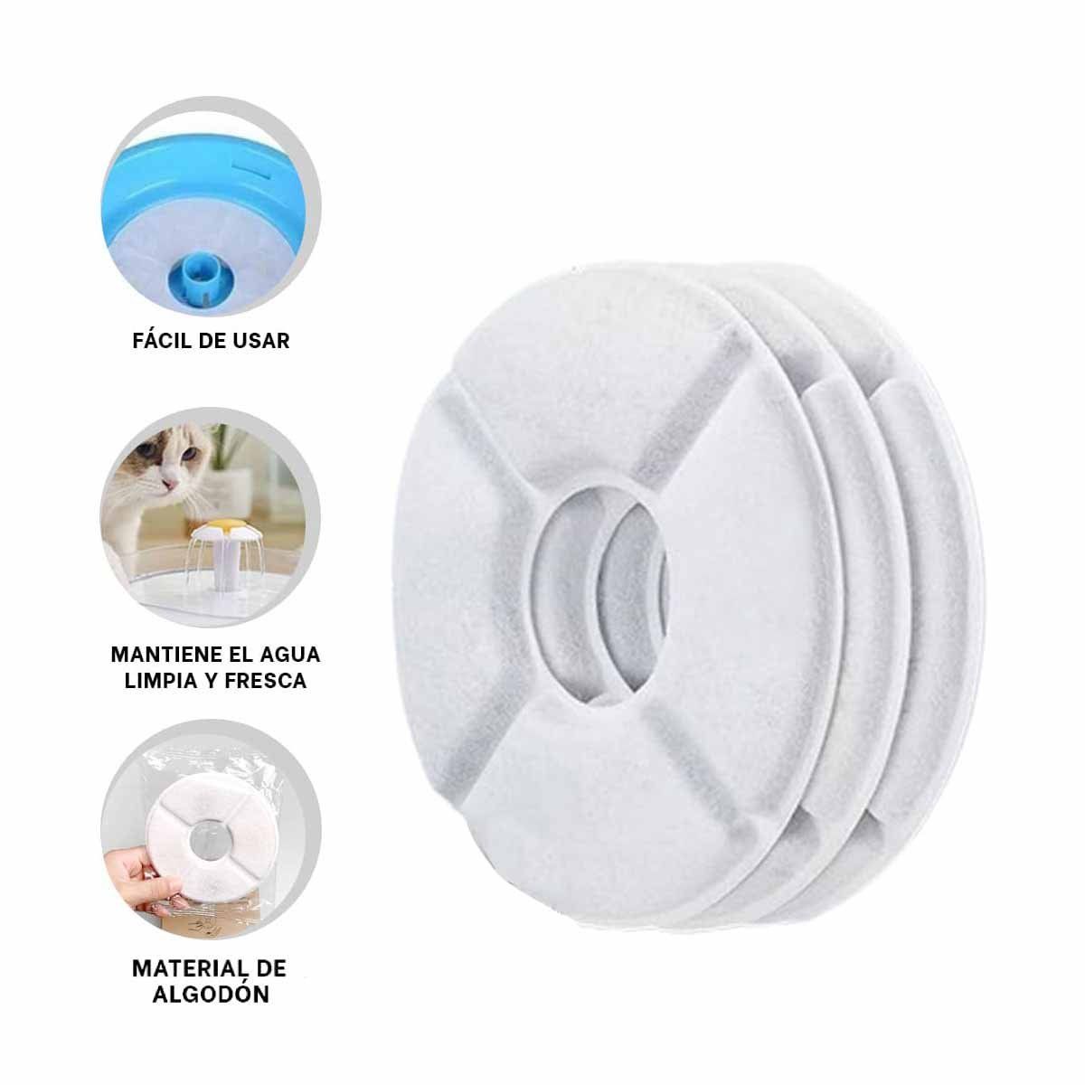 GENERICO - Set de 3 Filtros de Repuesto para Fuente de Mascota Blanco